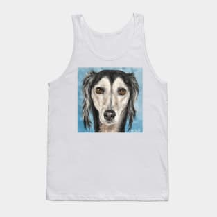 Painting of a Saluki Dog on Blue Background Tank Top